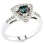 Alexandrite,white diamond and white gold ring.