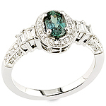 Alexandrite ,white diamond and white gold ring.