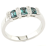 Alexandrite ,white diamond and white gold ring.