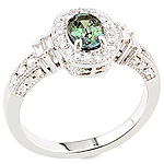 Alexandrite ,white diamond and white gold ring.