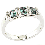 Alexandrite ,white diamond and white gold ring.