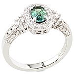 Alexandrite ,white diamond and white gold ring.
