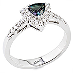 Alexandrite,white diamond and white gold ring.