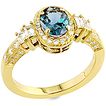 Alexandrite ,white diamond and yellow gold ring.