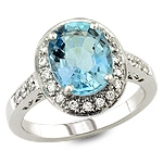Aquamarine and white diamond gold ring