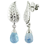 Aquamarine,white diamond and white gold earrings