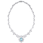 Blue aquamarine and white diamond gold choker necklace
