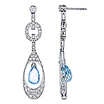 Blue aquamarine and white diamond gold earrings