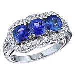 Blue sapphire and white diamond gold ring.