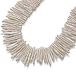 Captivating full collar needle shaped designer white pearl choker