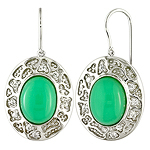 Chrysoprase,white sapphire and silver earrings.