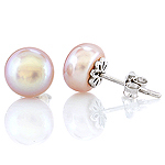 Freshwater pearl and silver stud earrings