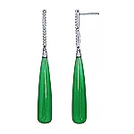 Green jade and white diamond gold earrings