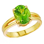 Green peridot gold ring.