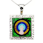 Intarsia and silver pendant