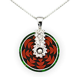 Intarsia silver pendant