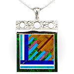 Intarsia silver pendant