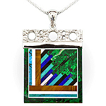Intarsia silver pendant