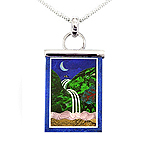 Intarsia silver pendant