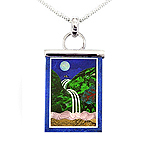Intarsia silver pendant