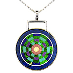 Intarsia silver pendant