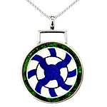 Intarsia silver pendant