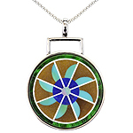 Intarsia silver pendant