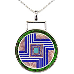 Intarsia silver pendant