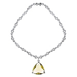 Lemon quartz and white diamond gold choker necklace
