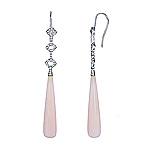 Pink opal and white diamond gold earrings
