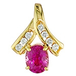 Pink sapphire and white diamond gold pendant