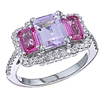 Pink sapphire and white diamond gold ring