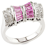 Pink sapphire,white diamond and white gold ring.