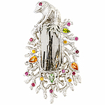 Quartz, beryl, zircon, malaia, rhodolite, sapphire, peridot and silver pendant