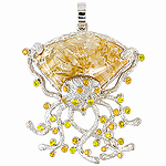 Quartz,sapphire,spessartite and silver pendant