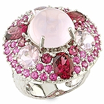 Quatz, rhodolite and silver ring.