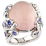 Quatz,sapphire and silver ring.
