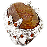 Quatz,spessartite and silver ring.