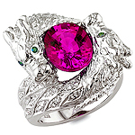 Rubelite,alexandrite and white diamond gold ring