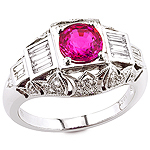 Ruby,white diamond and white gold ring.