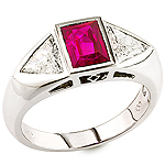 Ruby,white diamond and white gold ring.