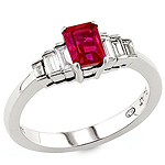 Ruby,white diamond and white gold ring.
