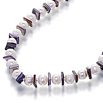 Single strand white pearl and blue agate designer choker