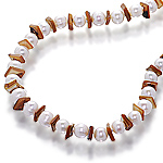 Single strand white pearl and golden agate designer choker
