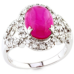 Spinel cabochon,white diamond and white gold ring.