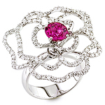 Tourmaline,white diamond and white gold ring.