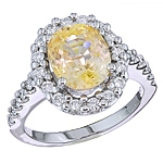Yellow sapphire and white diamond gold ring
