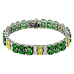 Yellow sapphire, green tourmaline and white diamond gold bracelet