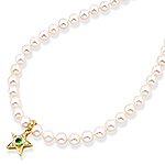 Akoya pearl necklace, tsavorite, white diamond and yellow gold