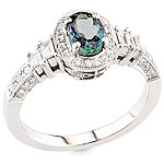 Alexandrite and white diamond gold ring.